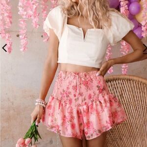 NWOT Floral Smocked Shorts